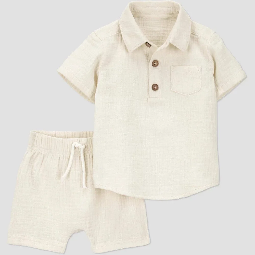 Carter's Baby Boys' 2pc Top & Bottom Set Newborn Cream